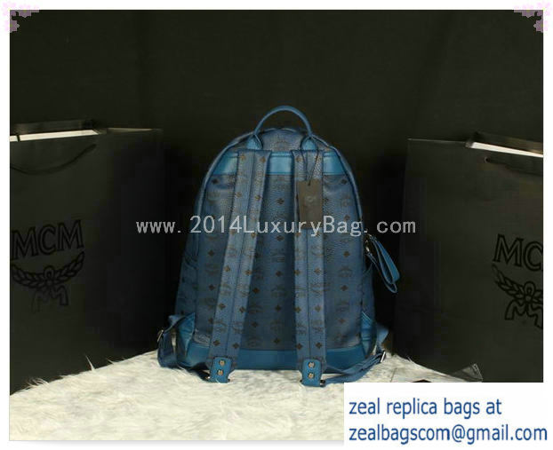 High Quality Replica MCM Stark Backpack Jumbo in Calf Leather 8006 RoyalBlue - Click Image to Close